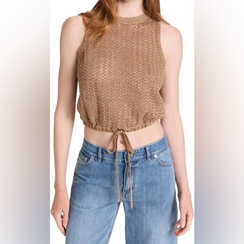 ALICE + OLIVIA Tevin Cropped Drawstring Hem Tank